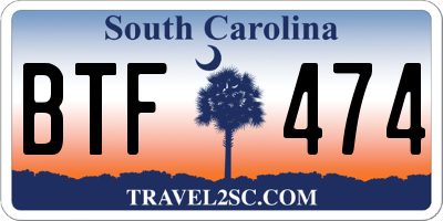 SC license plate BTF474