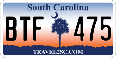 SC license plate BTF475