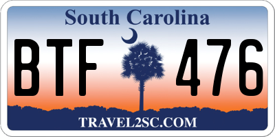 SC license plate BTF476