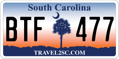 SC license plate BTF477