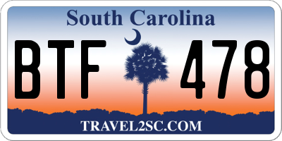 SC license plate BTF478