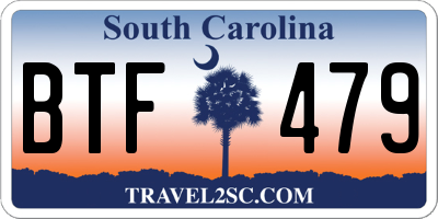 SC license plate BTF479