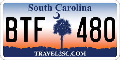 SC license plate BTF480