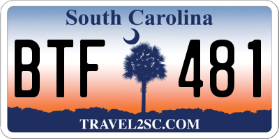 SC license plate BTF481