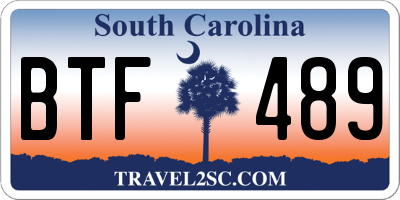 SC license plate BTF489