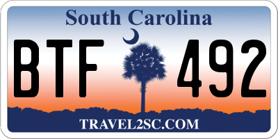SC license plate BTF492