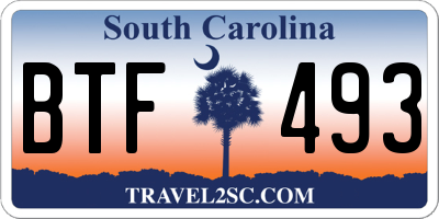 SC license plate BTF493