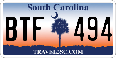 SC license plate BTF494