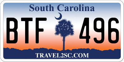 SC license plate BTF496