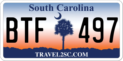 SC license plate BTF497