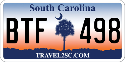 SC license plate BTF498