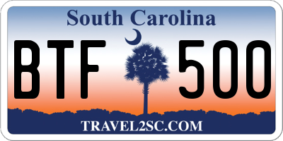SC license plate BTF500
