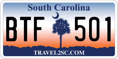 SC license plate BTF501
