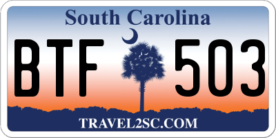 SC license plate BTF503
