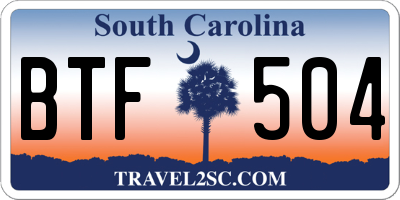 SC license plate BTF504