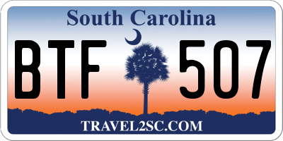 SC license plate BTF507
