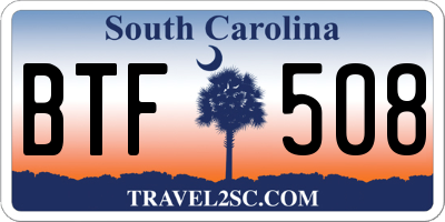 SC license plate BTF508