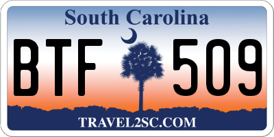 SC license plate BTF509
