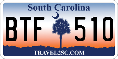 SC license plate BTF510
