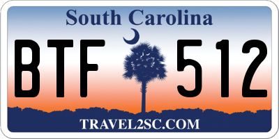 SC license plate BTF512