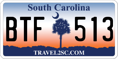 SC license plate BTF513