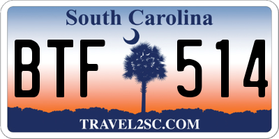 SC license plate BTF514