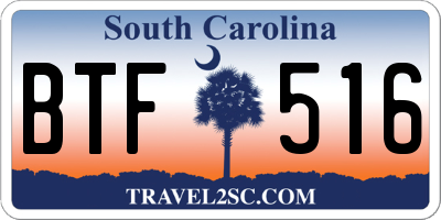 SC license plate BTF516