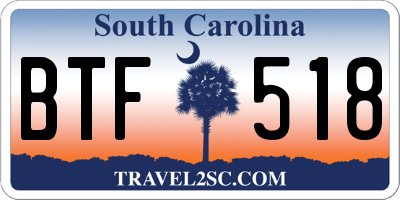 SC license plate BTF518