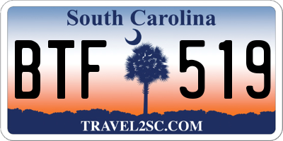 SC license plate BTF519