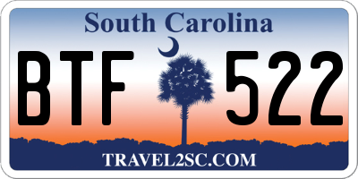 SC license plate BTF522
