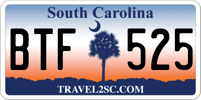 SC license plate BTF525