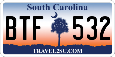 SC license plate BTF532