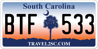 SC license plate BTF533
