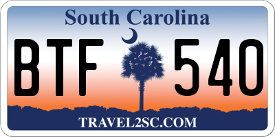 SC license plate BTF540