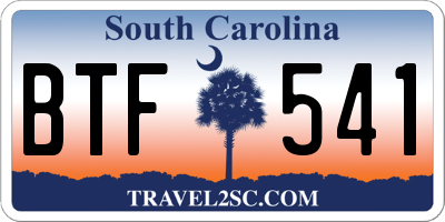 SC license plate BTF541