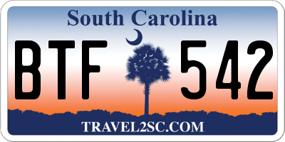 SC license plate BTF542