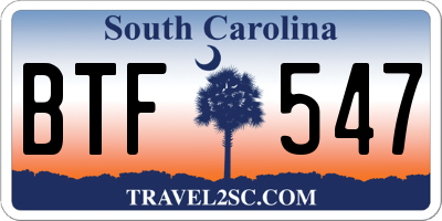 SC license plate BTF547