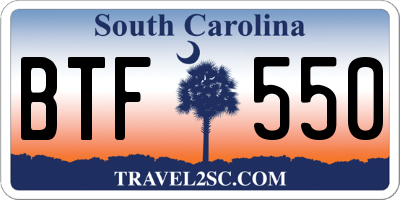SC license plate BTF550