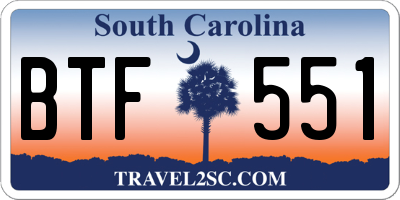 SC license plate BTF551