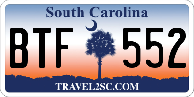 SC license plate BTF552