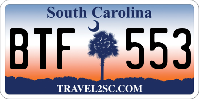 SC license plate BTF553