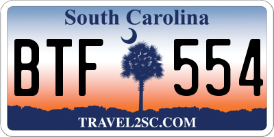 SC license plate BTF554