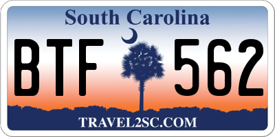 SC license plate BTF562