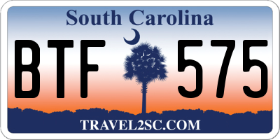 SC license plate BTF575