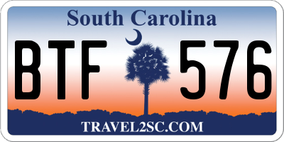 SC license plate BTF576