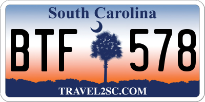 SC license plate BTF578