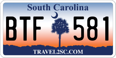 SC license plate BTF581