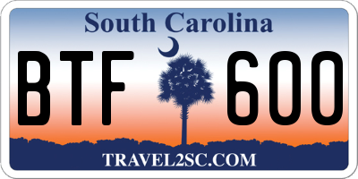 SC license plate BTF600