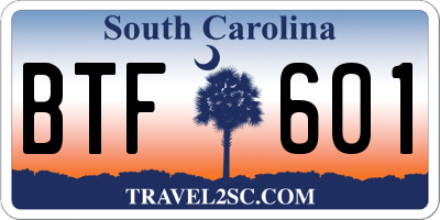 SC license plate BTF601