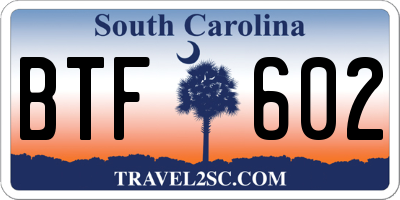 SC license plate BTF602